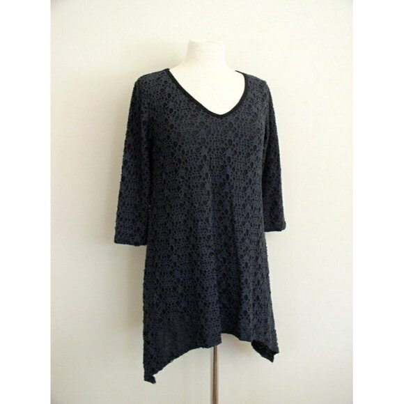 Cut Loose Womens Tunic Top Lagenlook Gray Crochet - Picture 7 of 9